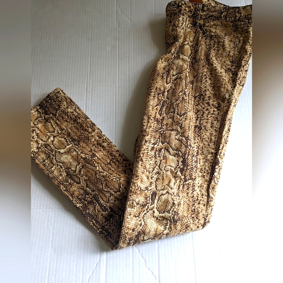 TORY BURCH SUPER SKINNY BROWN SNAKE PRINT JEANS SIZE 29 - Picture 13 of 16